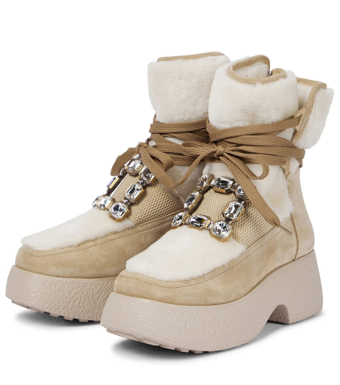 Roger Vivier - Viv' Rangers shearling-trimmed suede ankle boots
