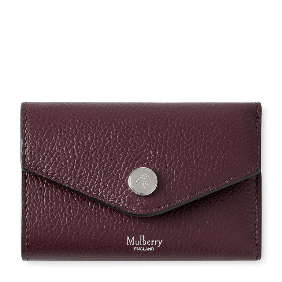 Red Leather Folded Multi-Card Wallet