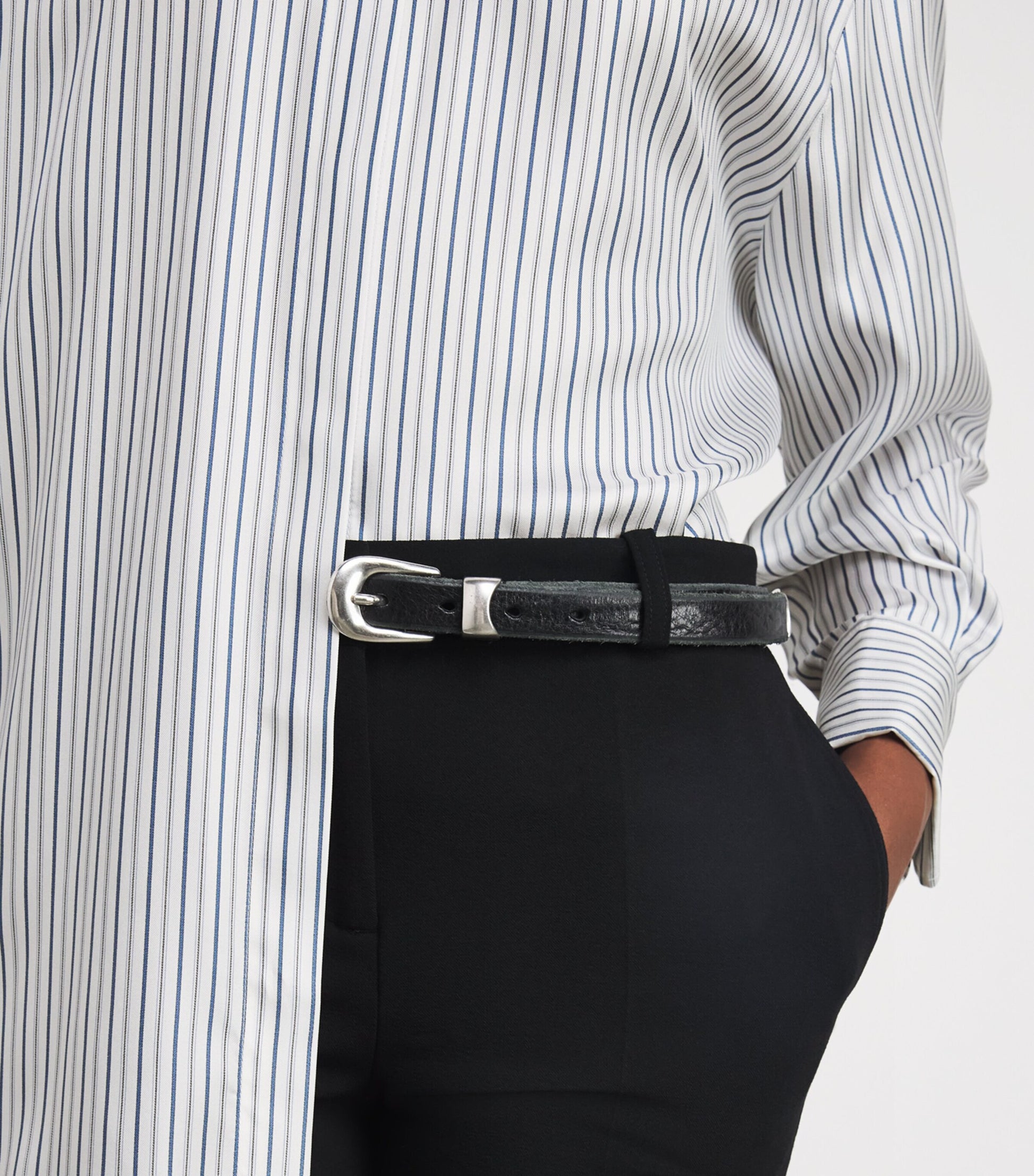 Max Mara White Silk Stripe Mini Shirt Dress