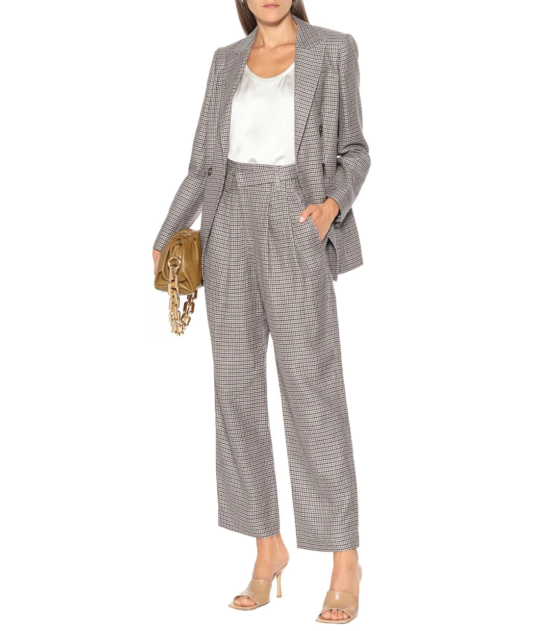 Brunello Cucinelli - Checked linen, wool and silk wide-leg pants