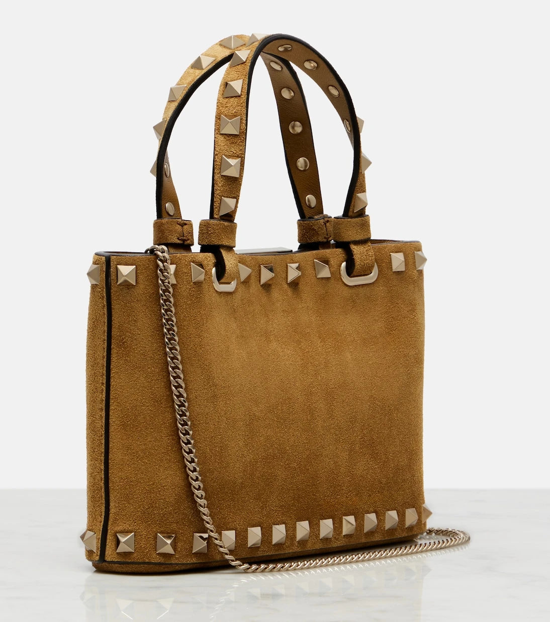 Valentino Garavani - Rockstud Mini suede top-handle bag