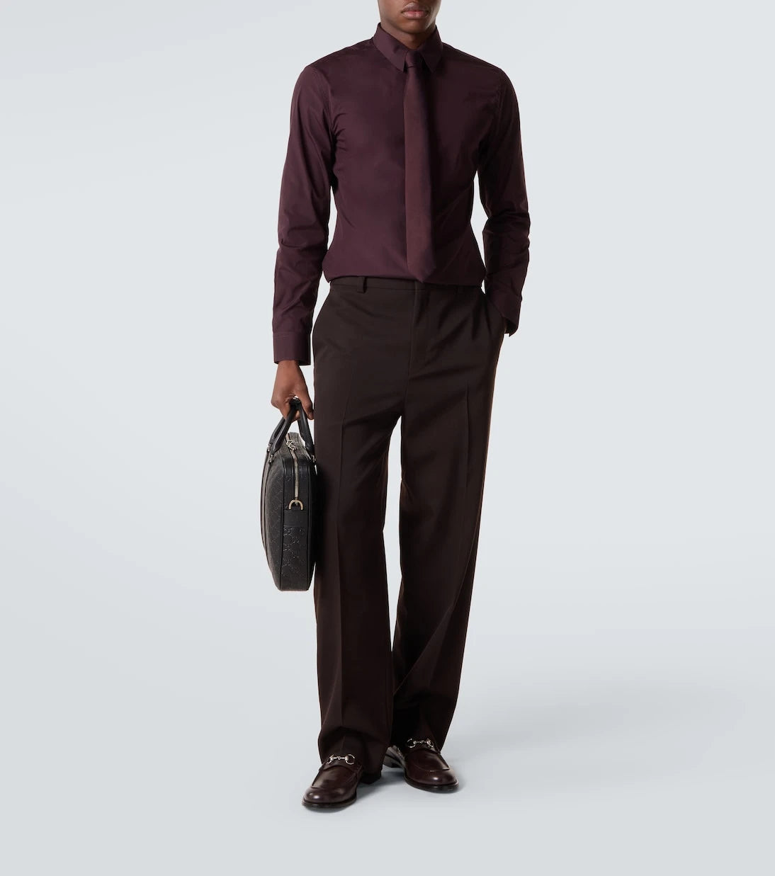 Gucci - GG Emblem debossed leather briefcase