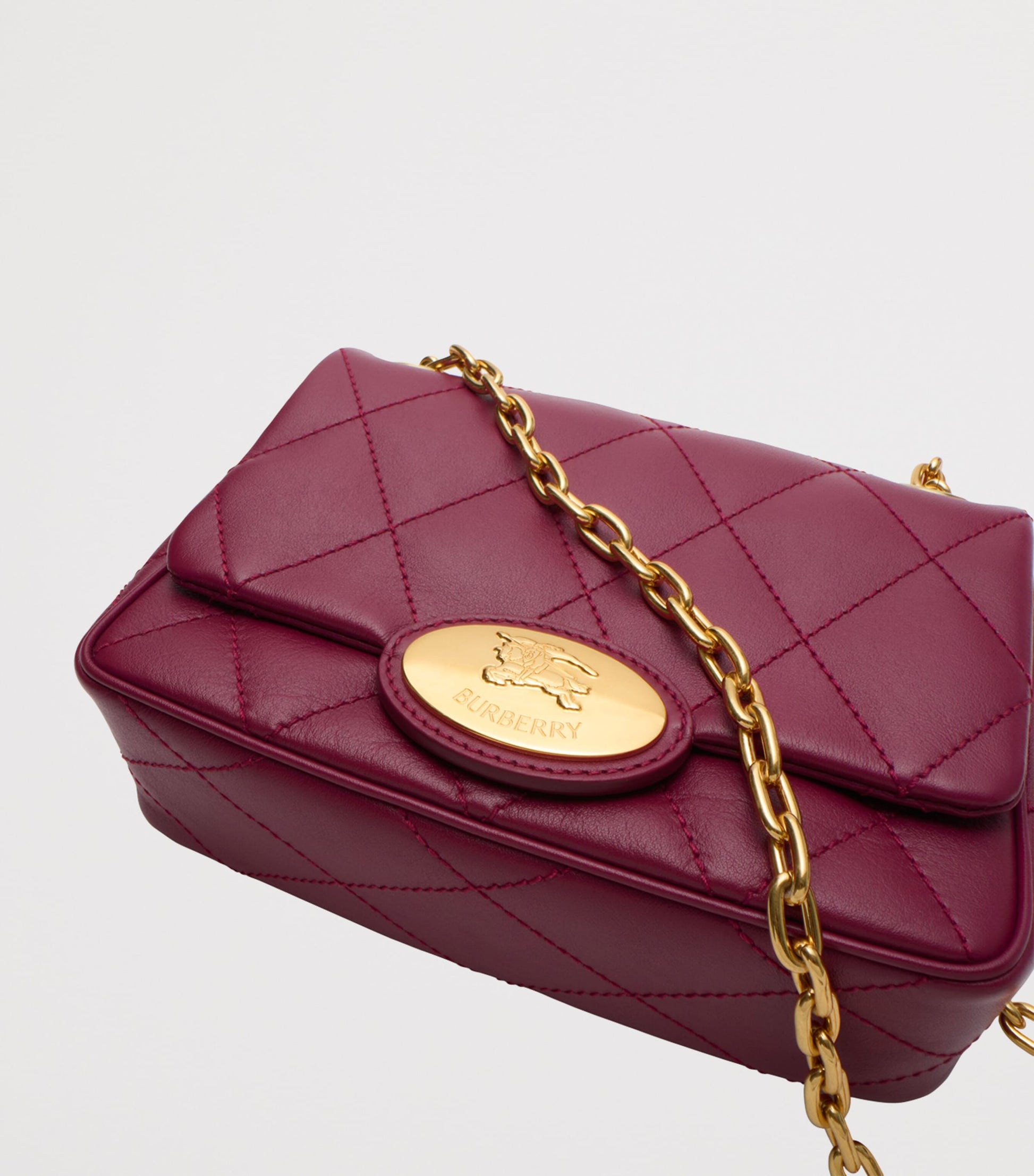 Burgundy Small Calfskin Strand Shoulder Bag