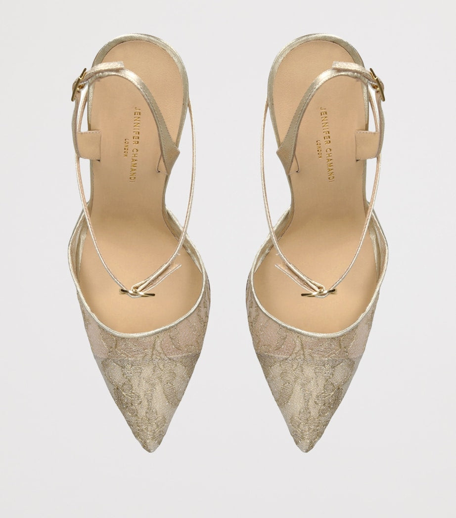 Jennifer Chamandi Lace Vittorio Slingback Heels 105