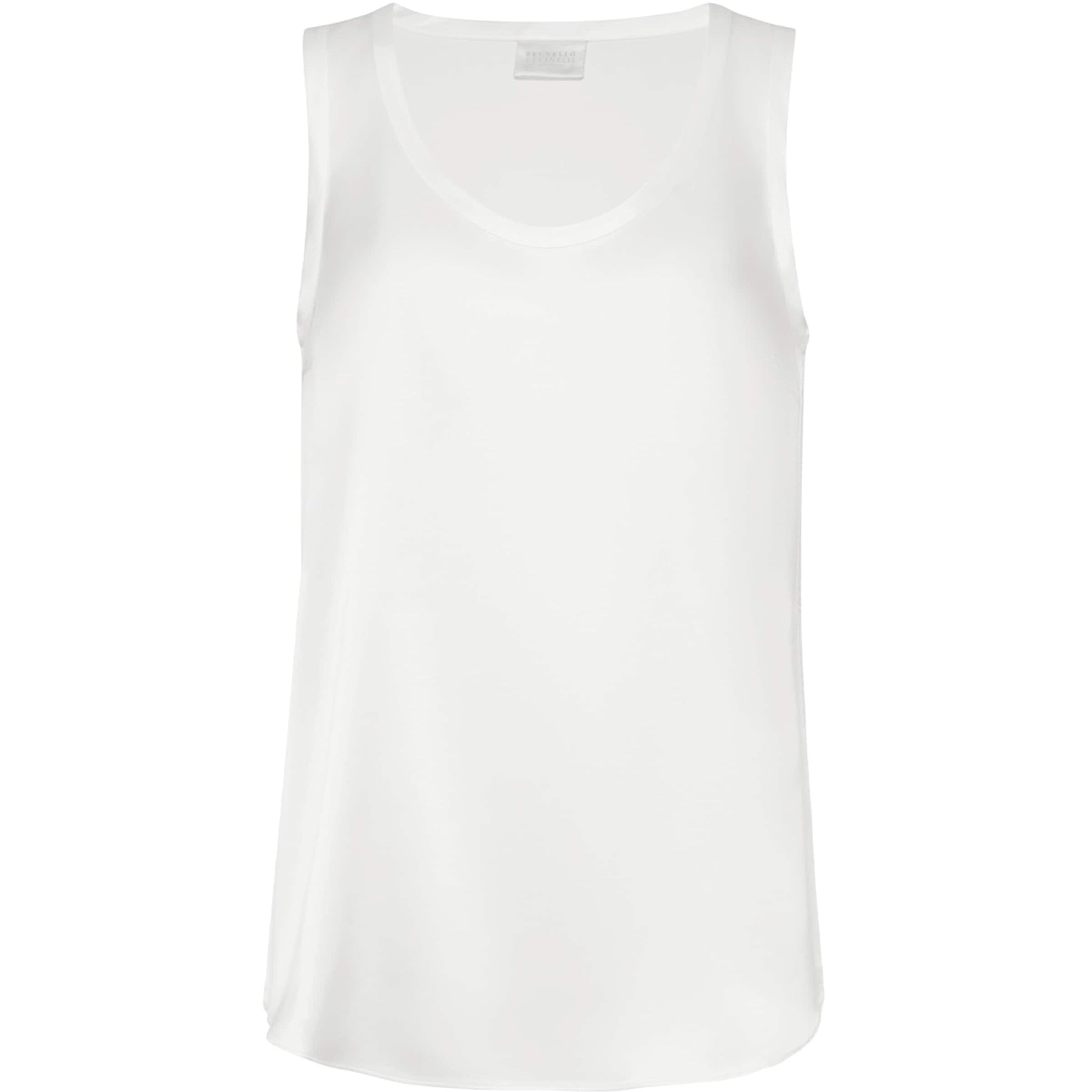 Brunello Cucinelli White Stretch-Silk Satin Reversible Tank Top