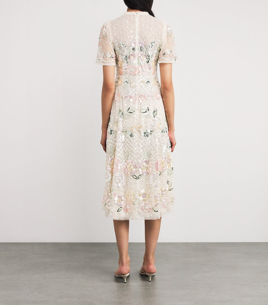 Needle & Thread Ivory Embellished Rosalie Ballerina Midi Dress