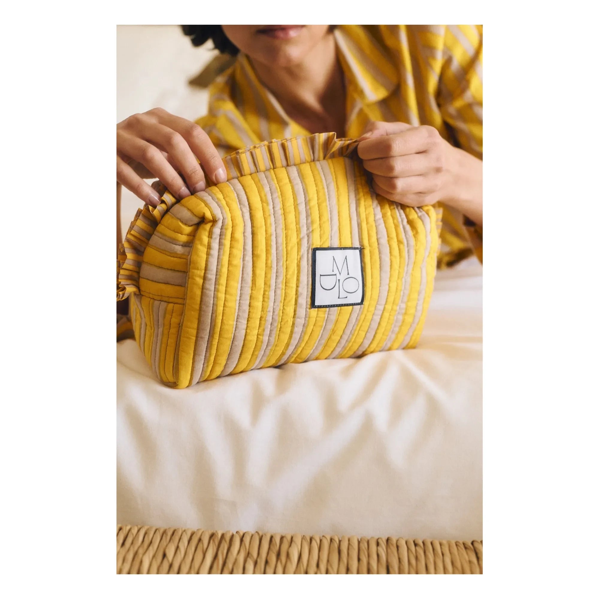 Maria de la Orden - Amy Cotton Stripes Clutch Bag | Yellow