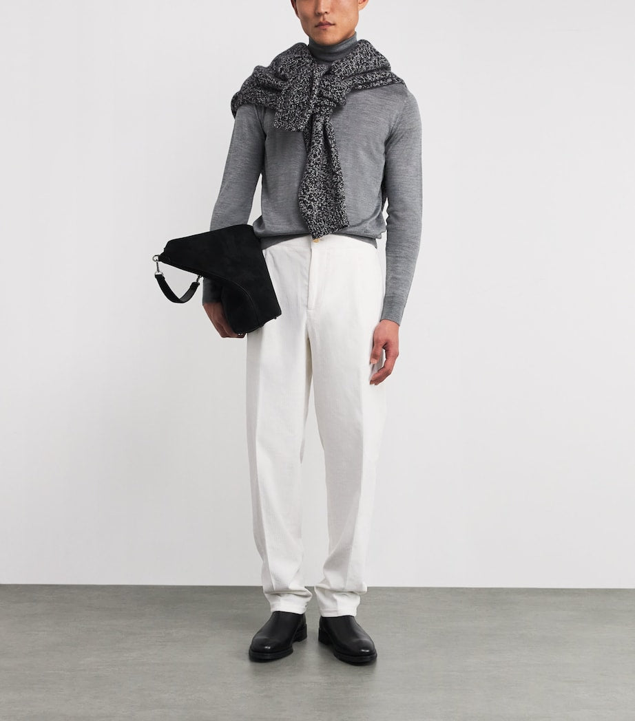 Isaia Grey Wool-Silk-Cashmere Rollneck Sweater