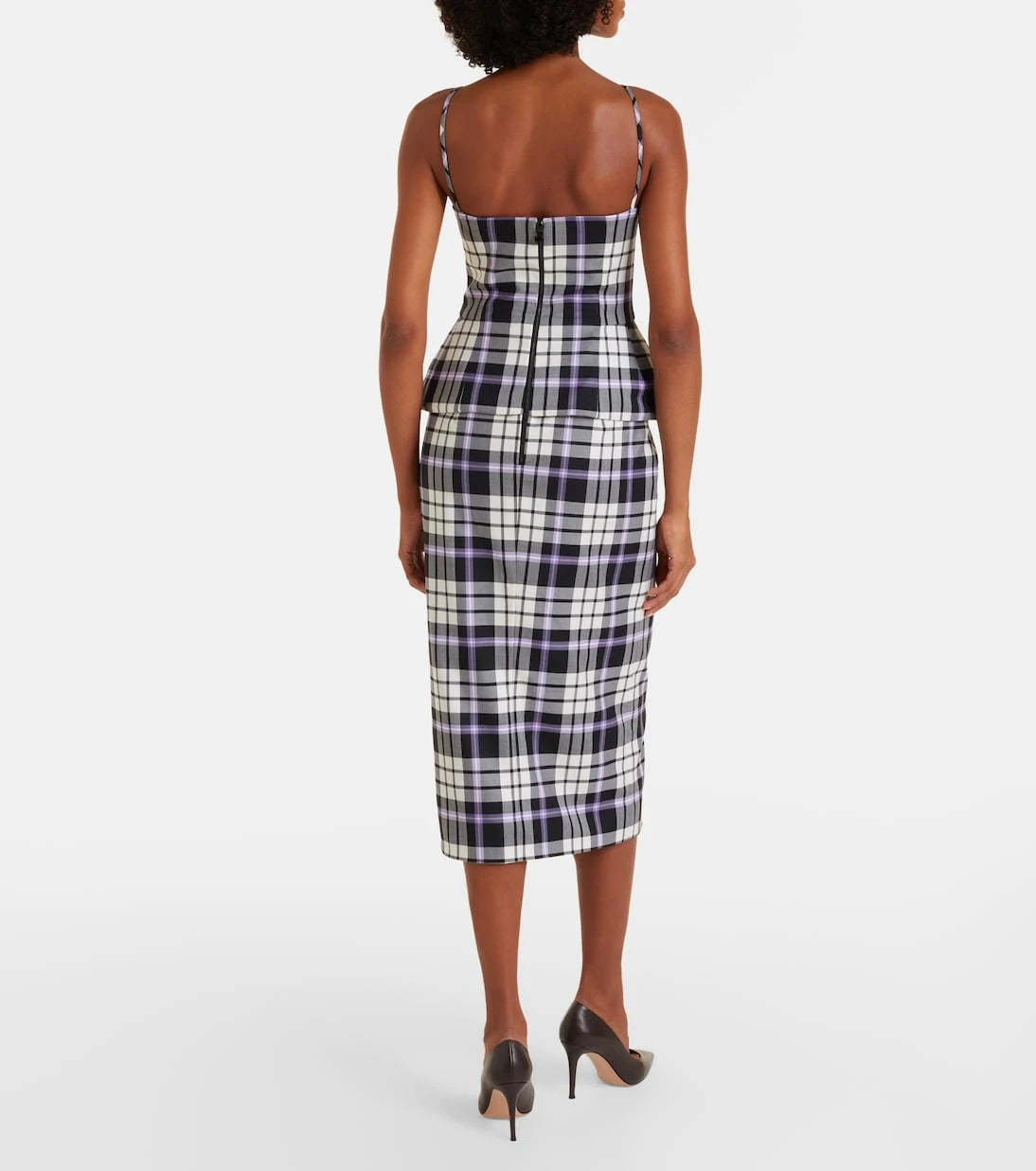 Carolina Herrera - Checked trompe l’œil wool midi dress