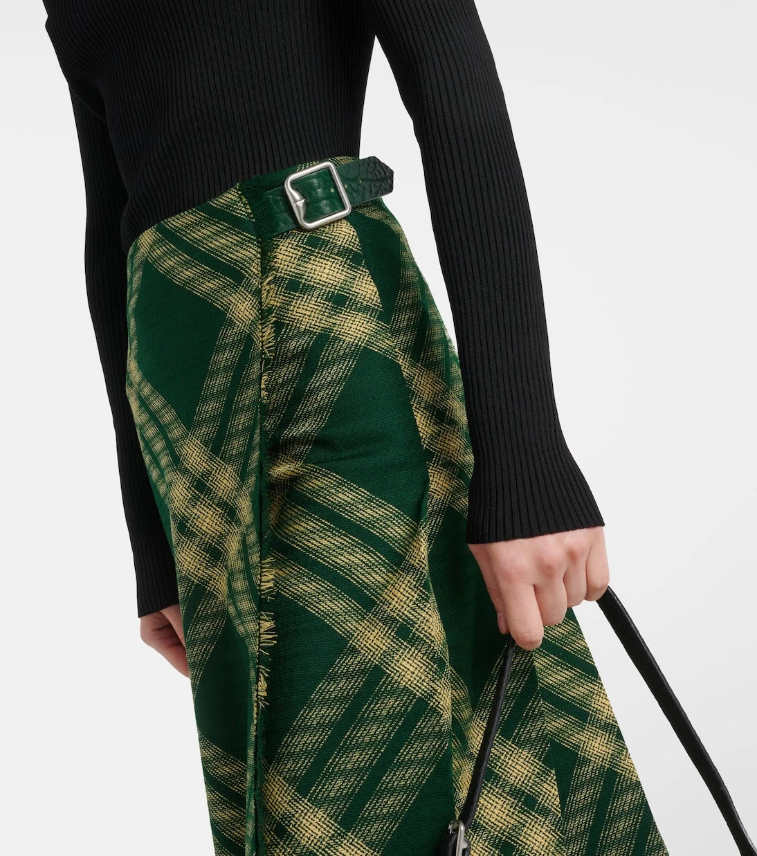Burberry - Checked high-rise wool midi skirt