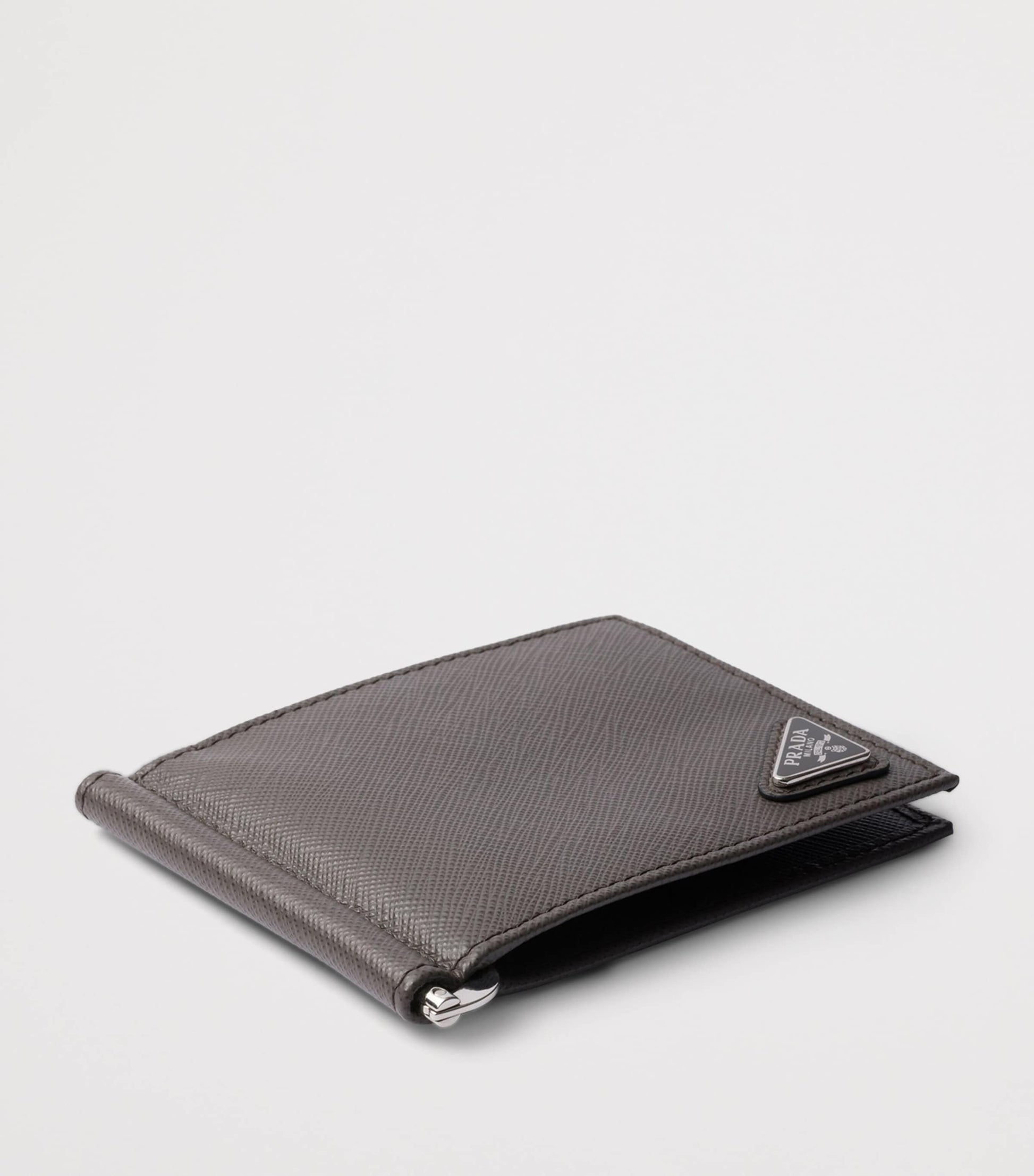 Grey Saffiano Leather Bifold Wallet