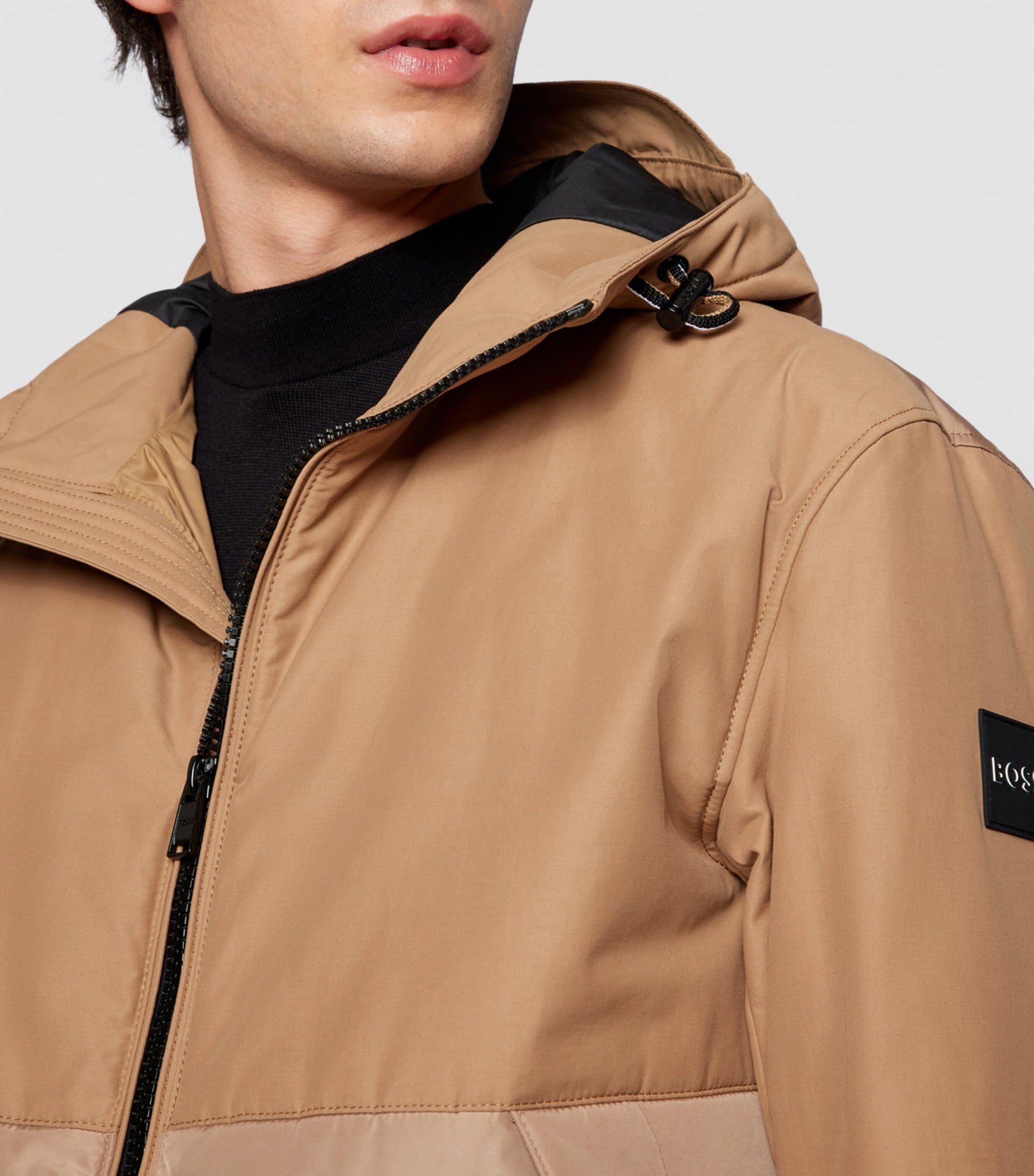 Beige Quilted Panel Jacket