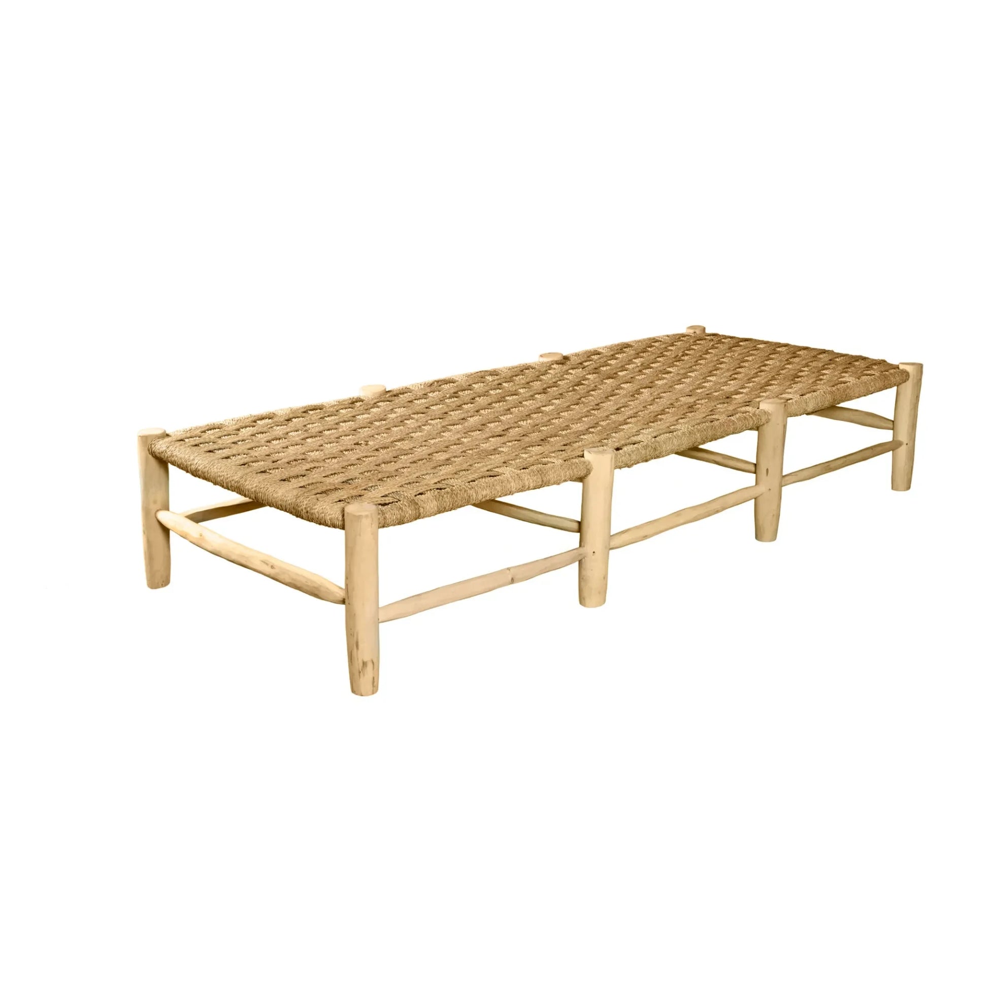 Cosydar - Palm Leaf and Raw Wood Bench - 8 Legs