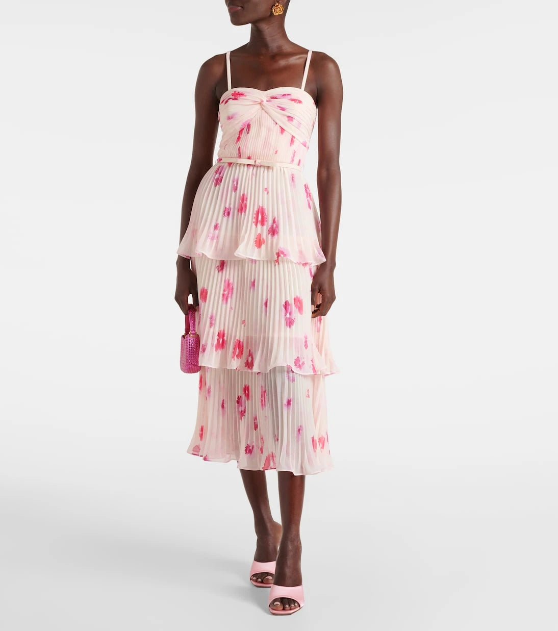 Self-Portrait - Floral chiffon midi dress