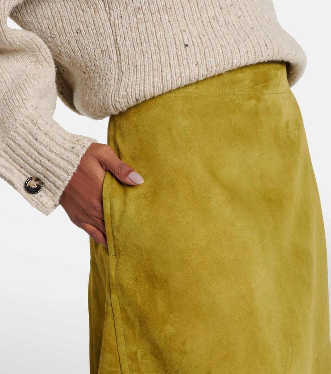 Bottega Veneta - Suede midi skirt