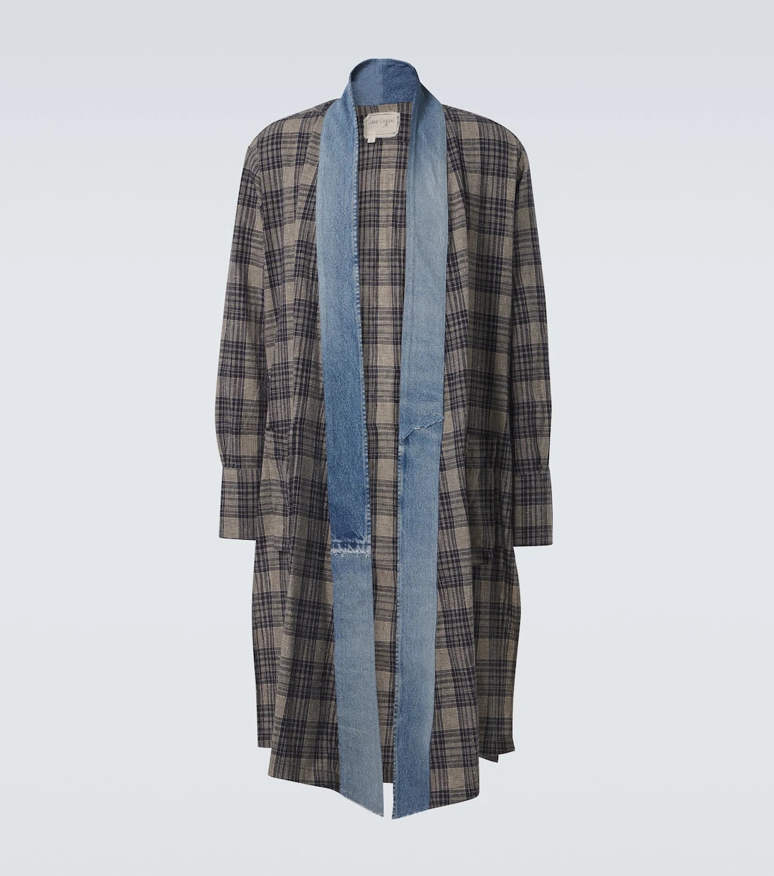 Greg Lauren - Plaid denim-trimmed cotton coat