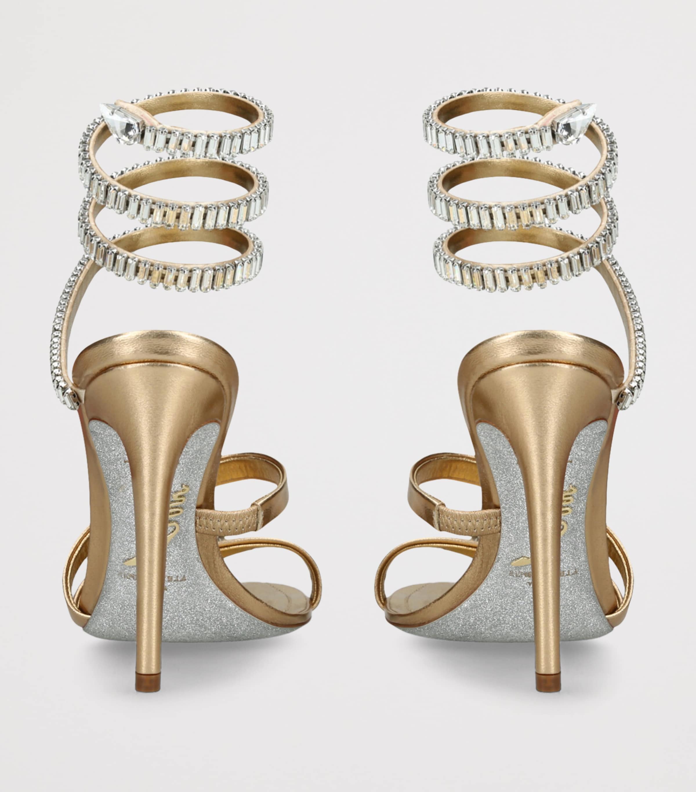 René Caovilla Leather Embellished Crystal Sandals 105