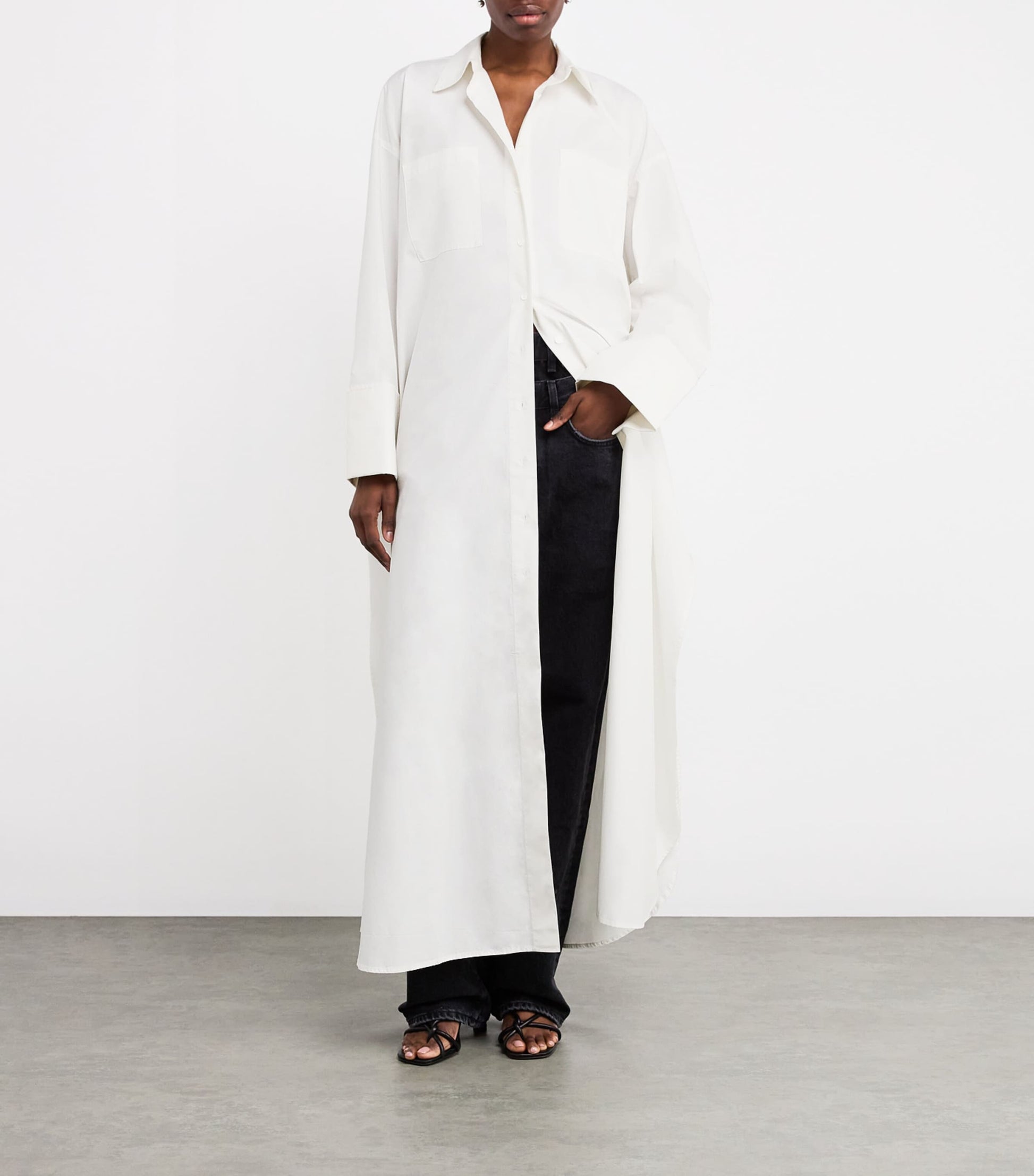 Cotton Shirt Maxi Dress POPELINE WHTE