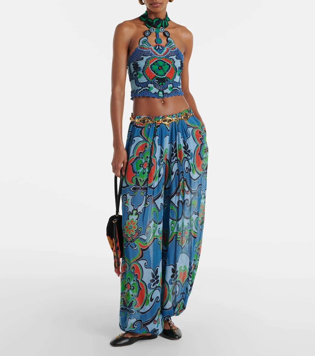 Etro - Floral crochet cotton crop top