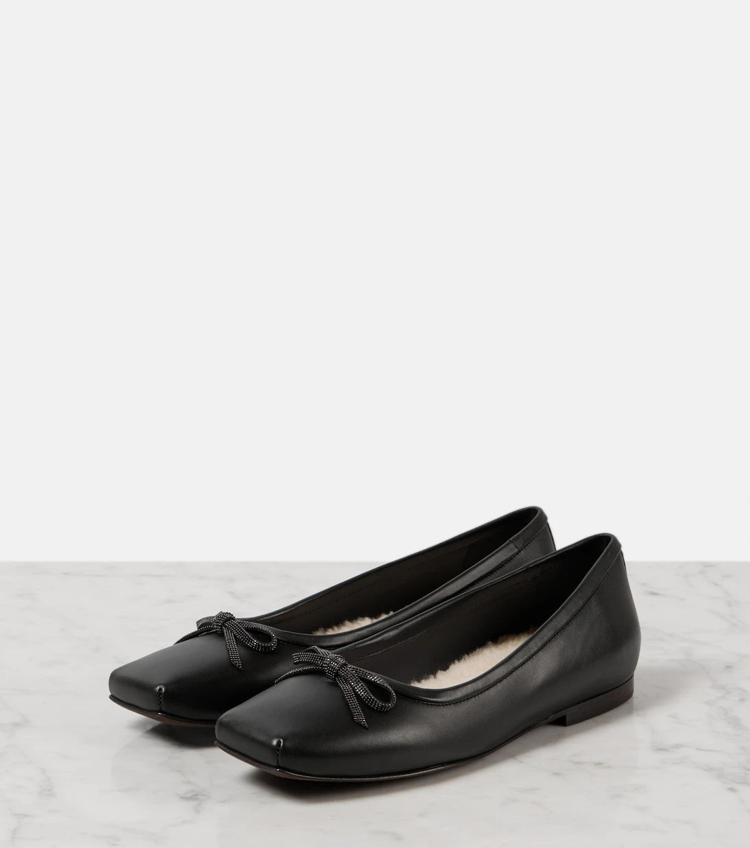 Brunello Cucinelli - Monili bow-detail leather ballet flats