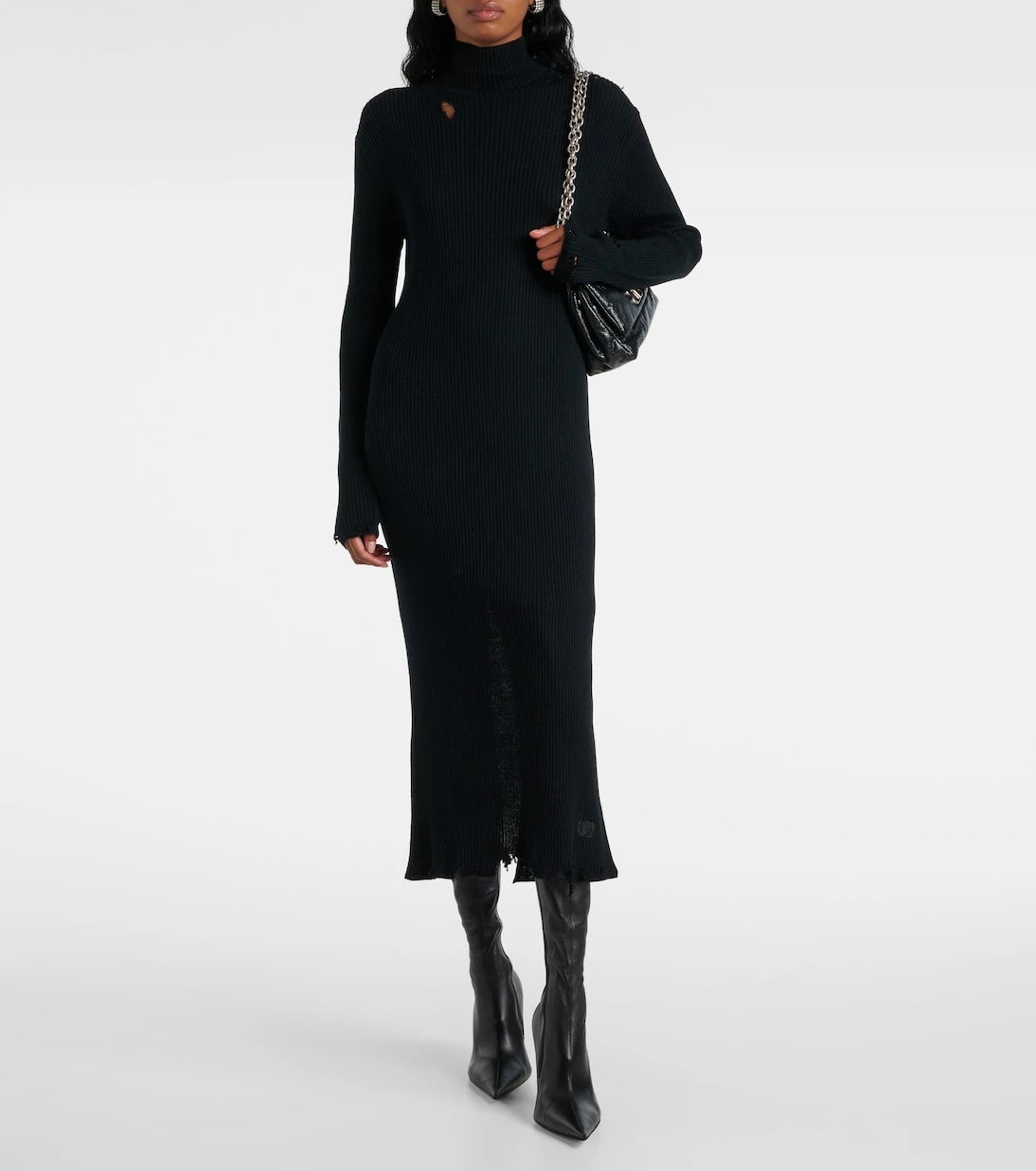Balenciaga - فستان ميدي من مزيج الصوف