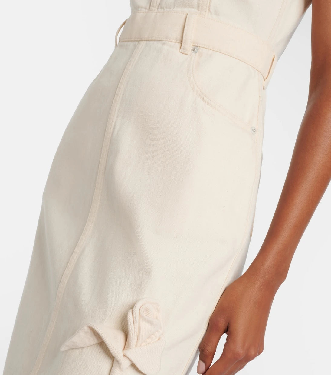 Erdem - Floral-appliqué denim midi dress