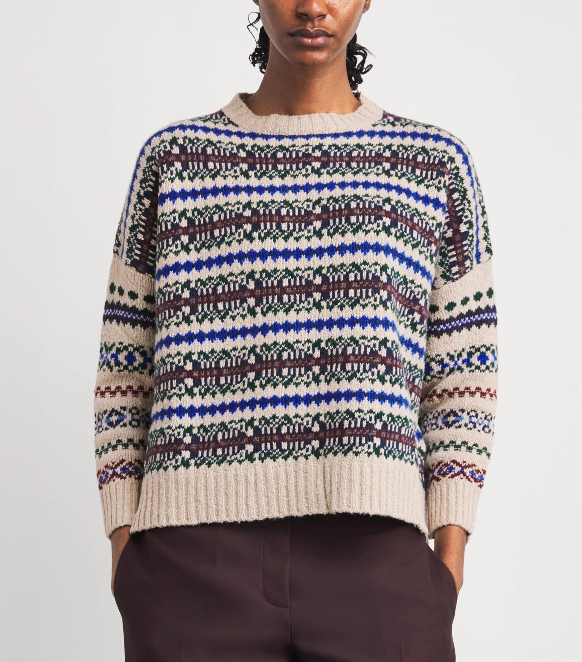 Weekend Max Mara White Wool-Blend Jacquard Sweater