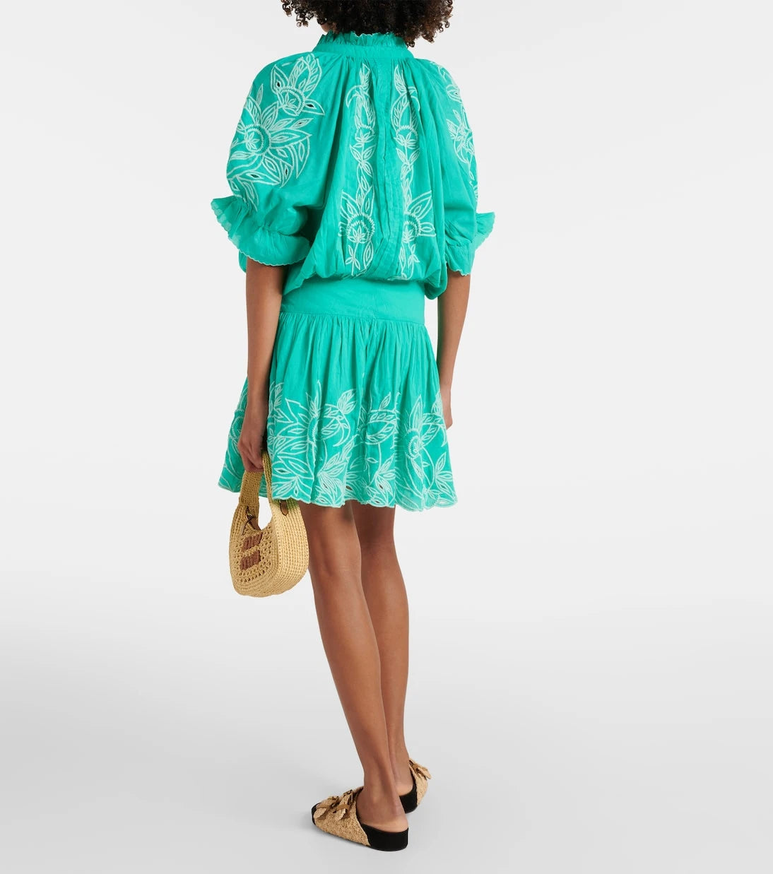 Juliet Dunn - Colorblocked cotton minidress