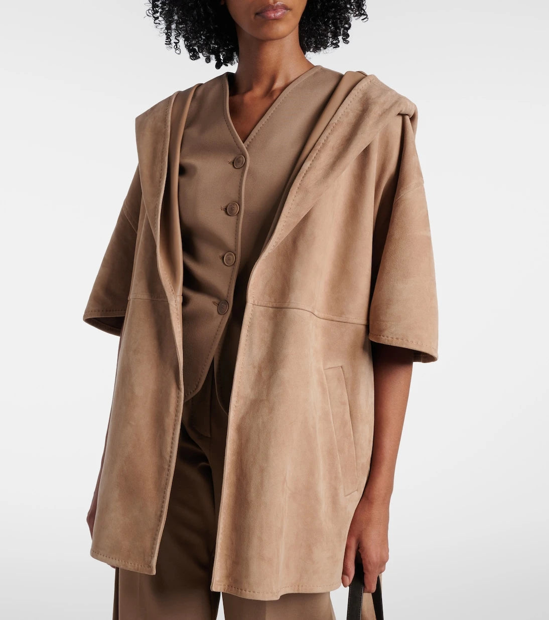 Max Mara - Chiffon suede wrap jacket