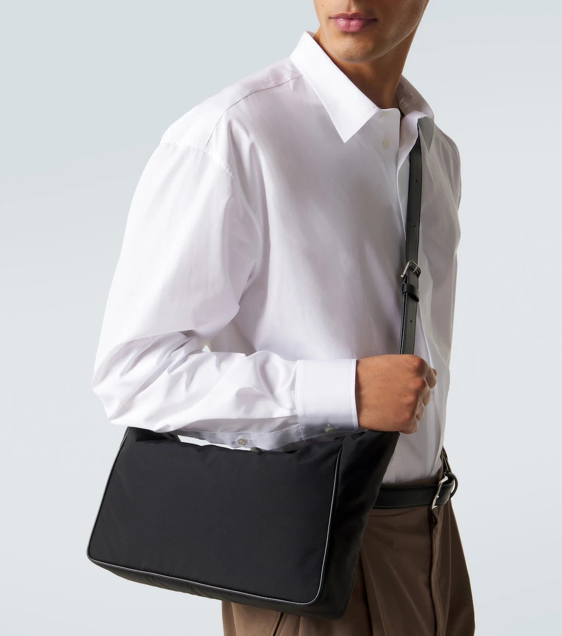 The Row - Lloyd leather-trimmed shoulder bag