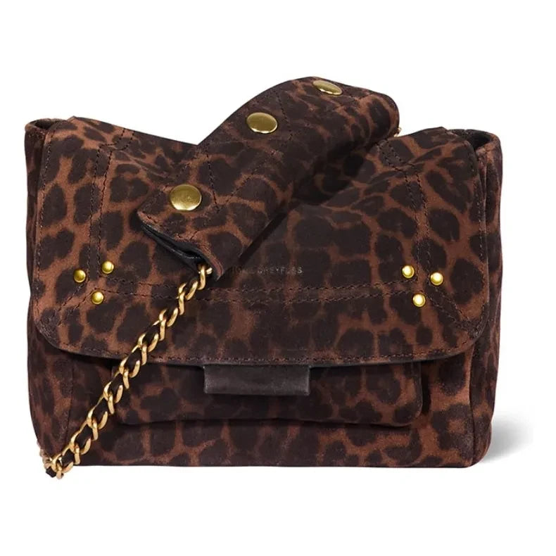 Jérôme Dreyfuss - Lulu S Bag Velvet Leopard crust | Brown