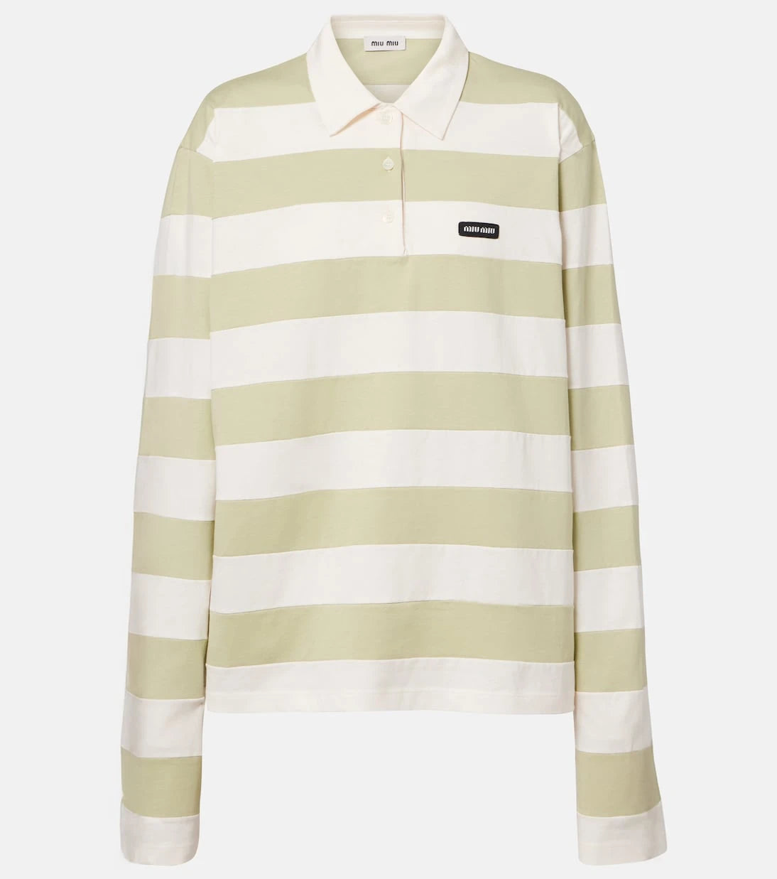 Miu Miu - Striped cotton jersey polo shirt