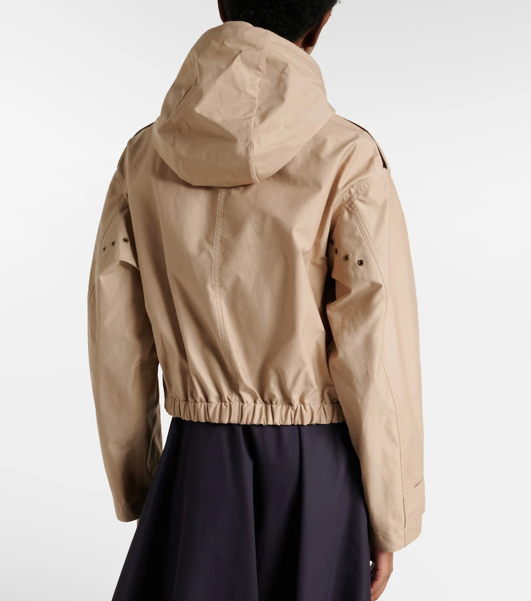 Moncler - جاكيت Carex قصير بغطاء رأس من مزيج القطن والبوبلين