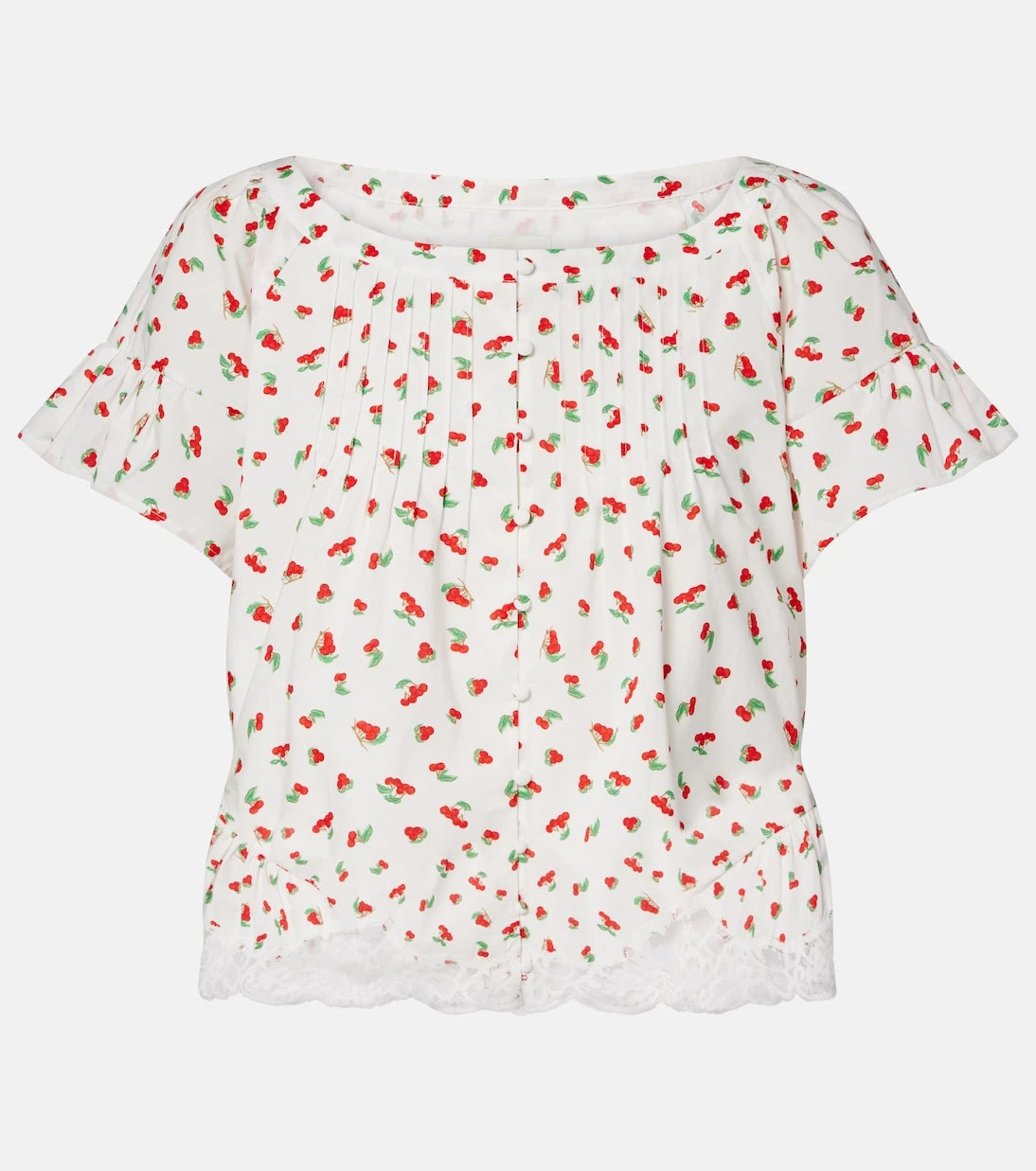 Posse - Delia lace-trimmed printed cotton blouse