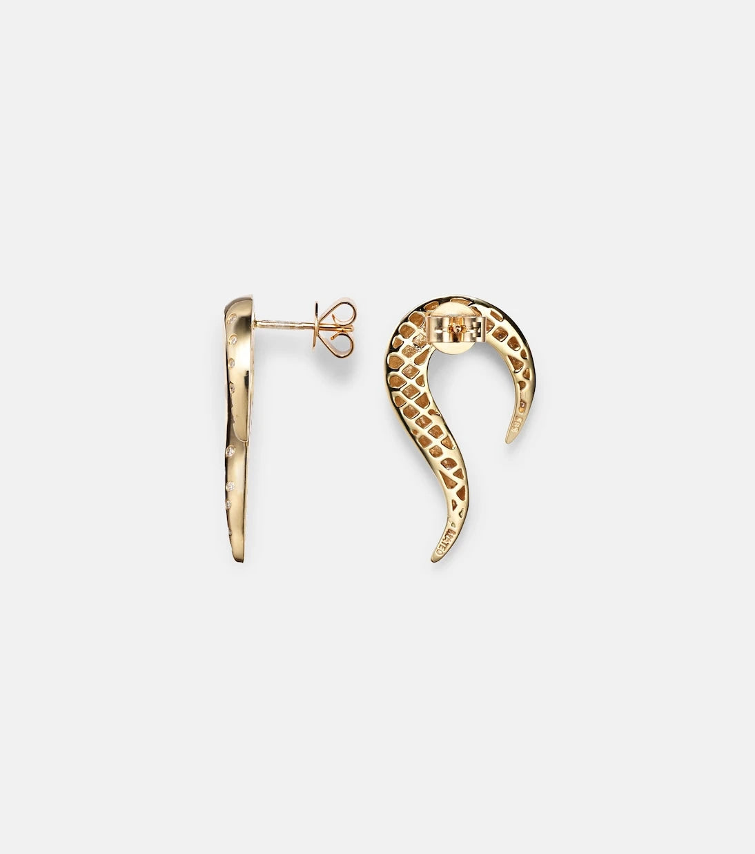 Mateo - Swoosh 14kt gold earrings with diamonds