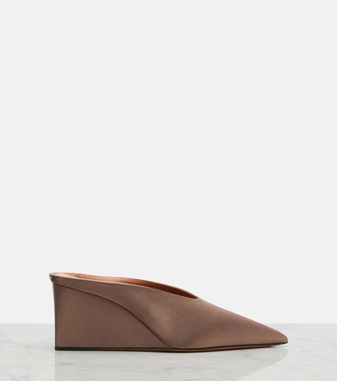 Alaïa - Cube satin wedge mules