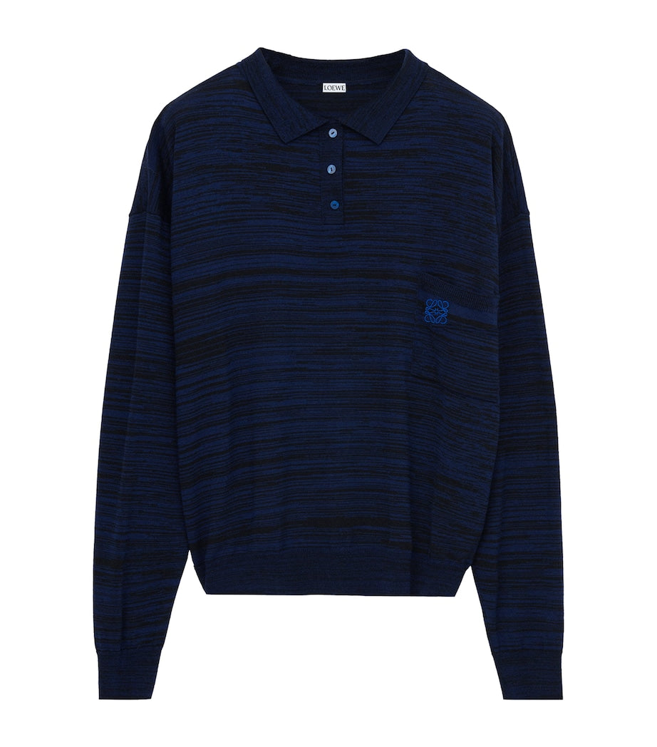 LOEWE Stretch-Wool Anagram Polo Sweater