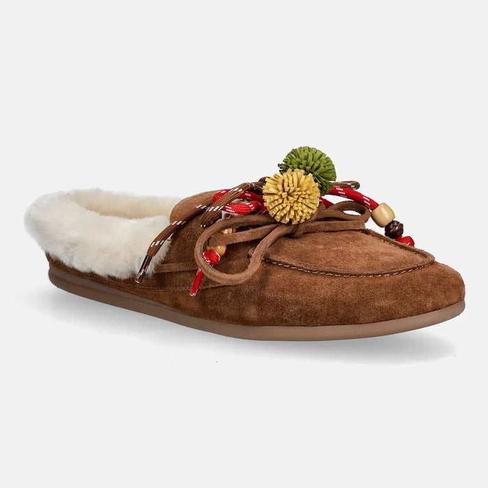 Велурени чехли Nokwol Coco Fur Tan Suede
