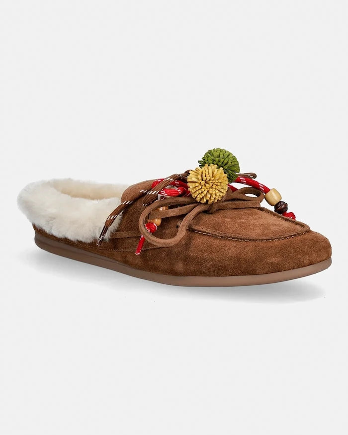 Велурени чехли Nokwol Coco Fur Tan Suede