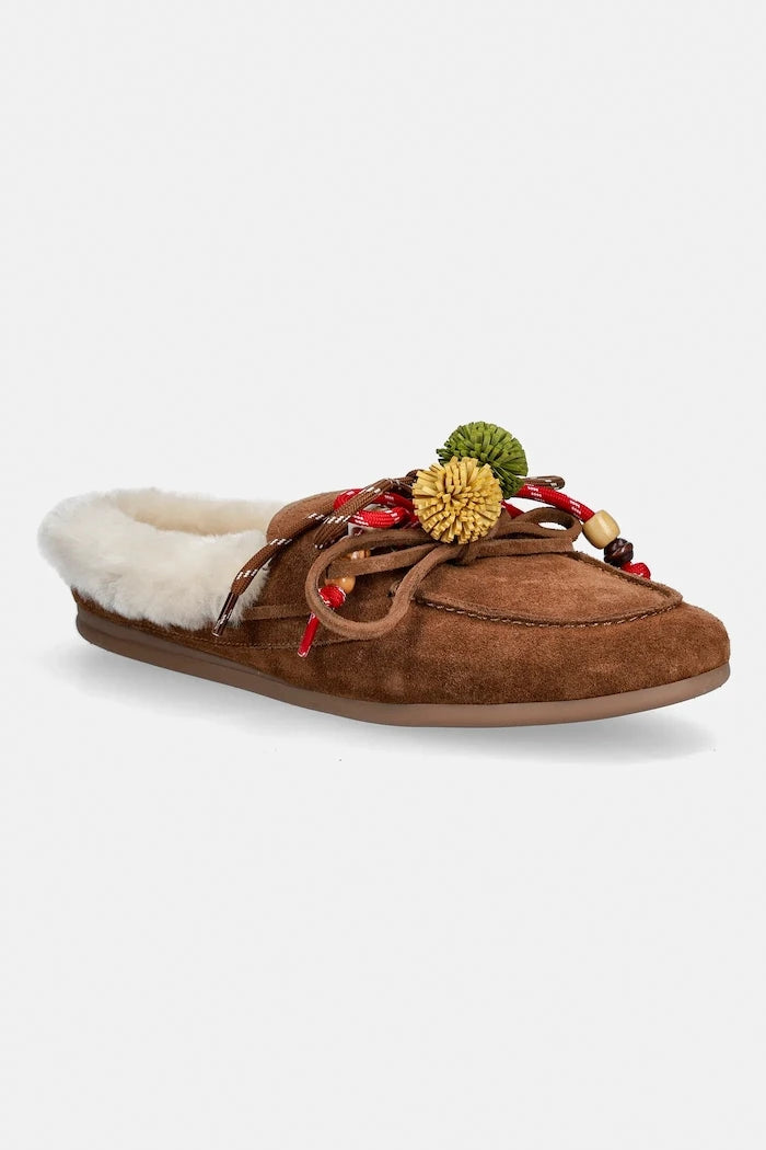 Велурени чехли Nokwol Coco Fur Tan Suede