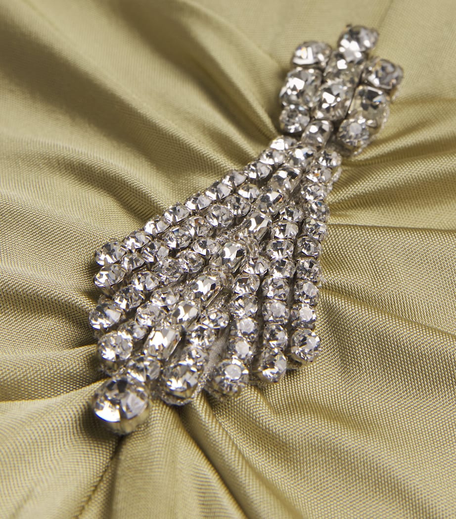 Victoria Beckham Green Long-Sleeve V-Neck Gown