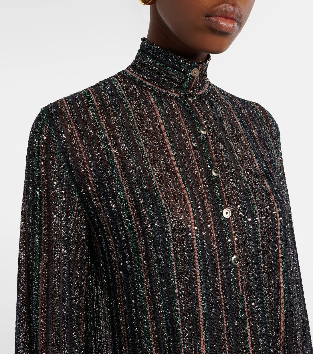 Missoni - فستان طويل ماكسي من قماش اللامية المزين بالترتر