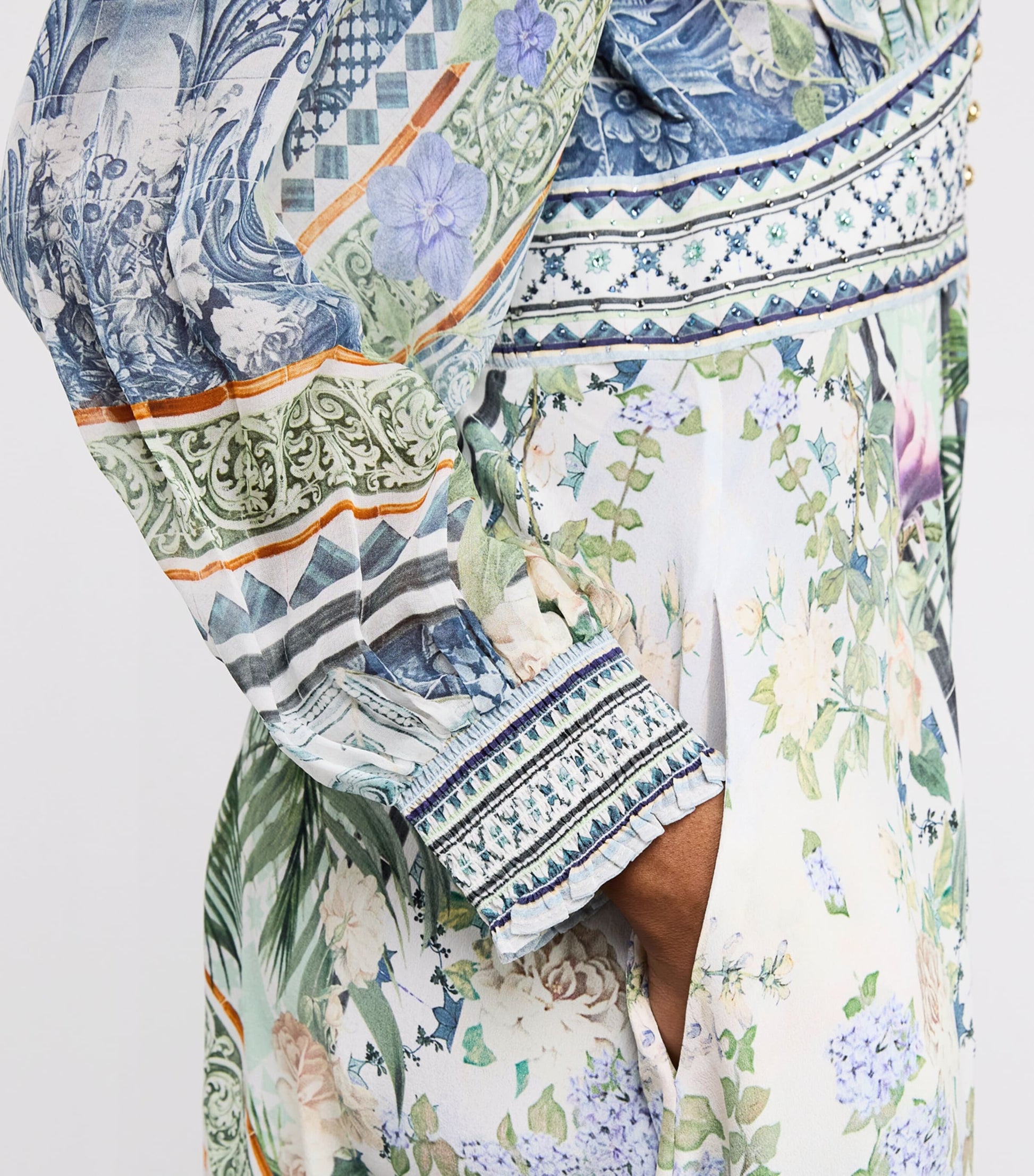 Blue Silk Jardim Party Maxi Dress