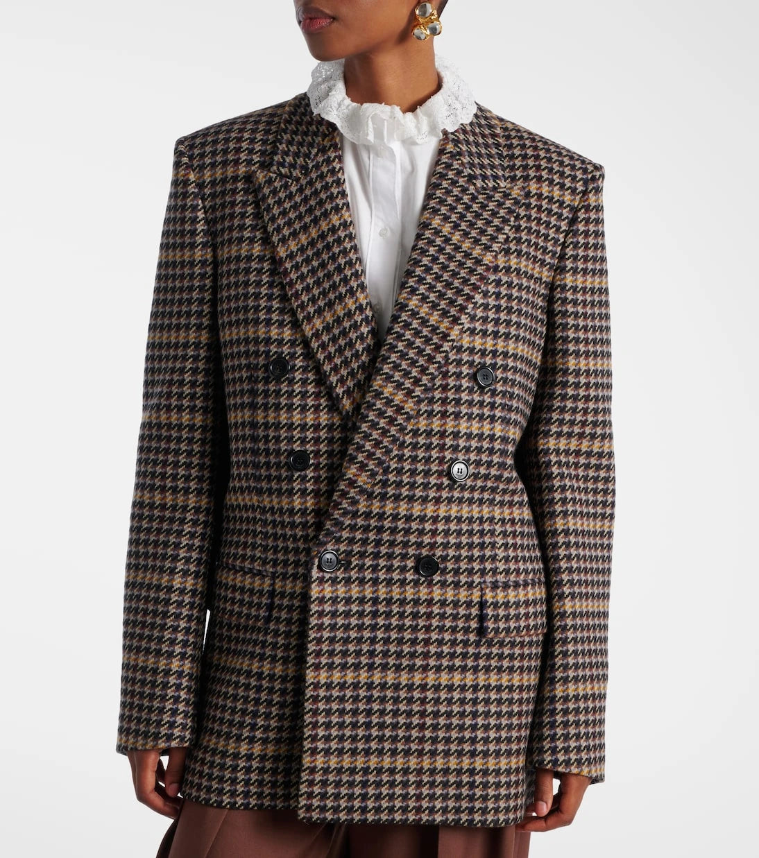Saint Laurent - Houndstooth double-breasted wool blazer