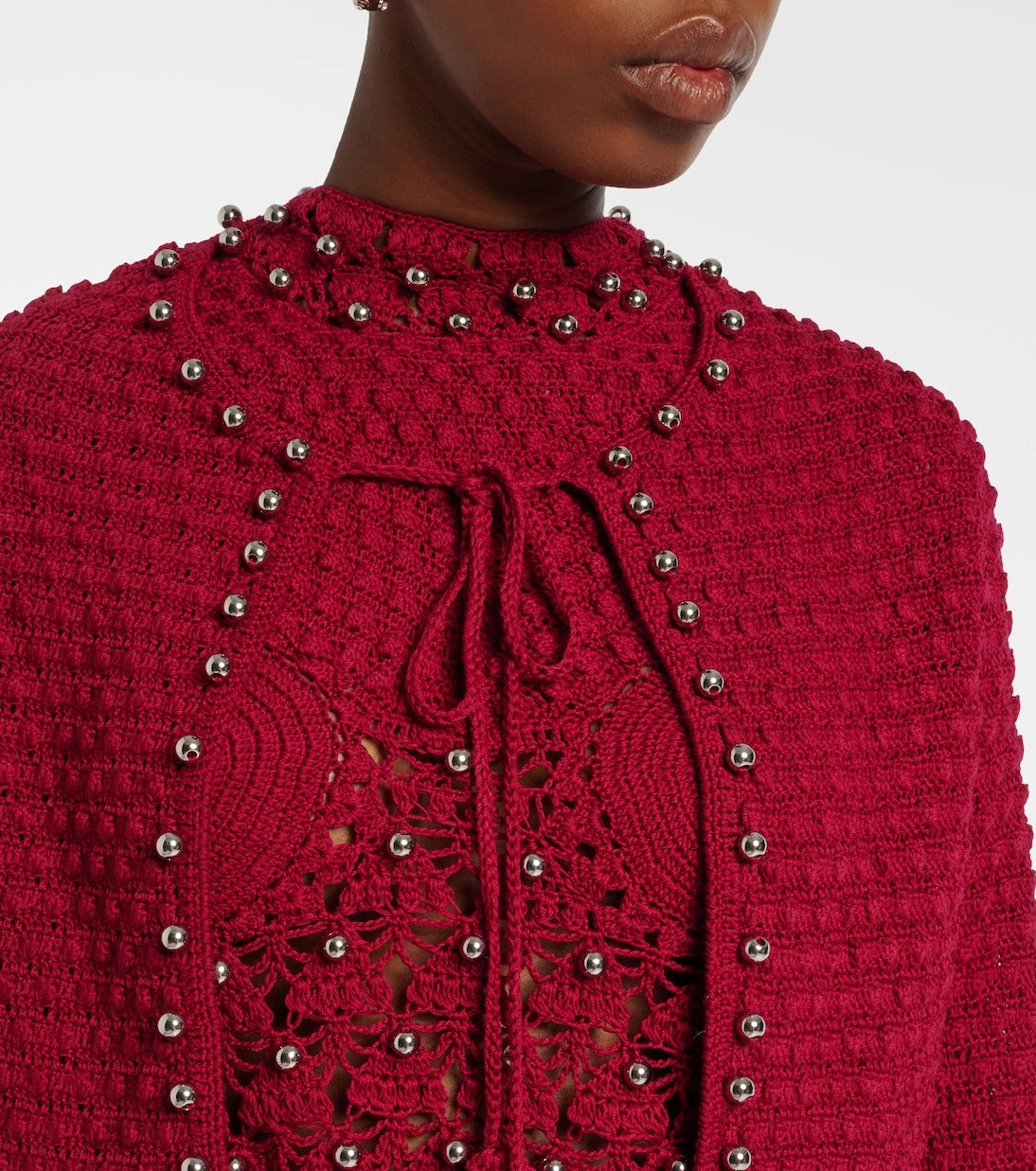 Rabanne - Studded crochet cotton cardigan
