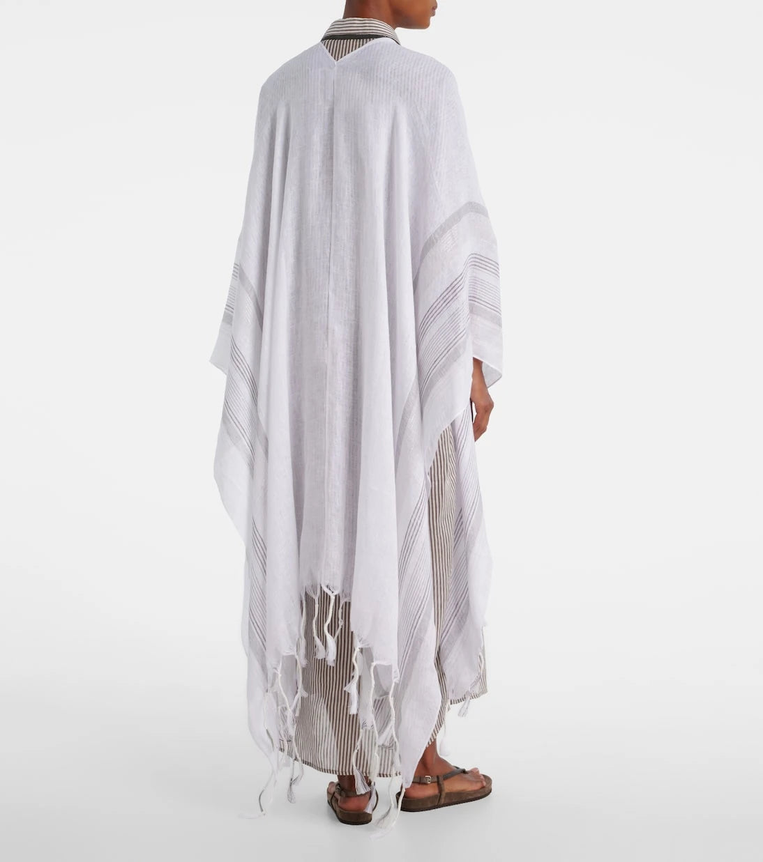 Brunello Cucinelli - Fringed linen poncho