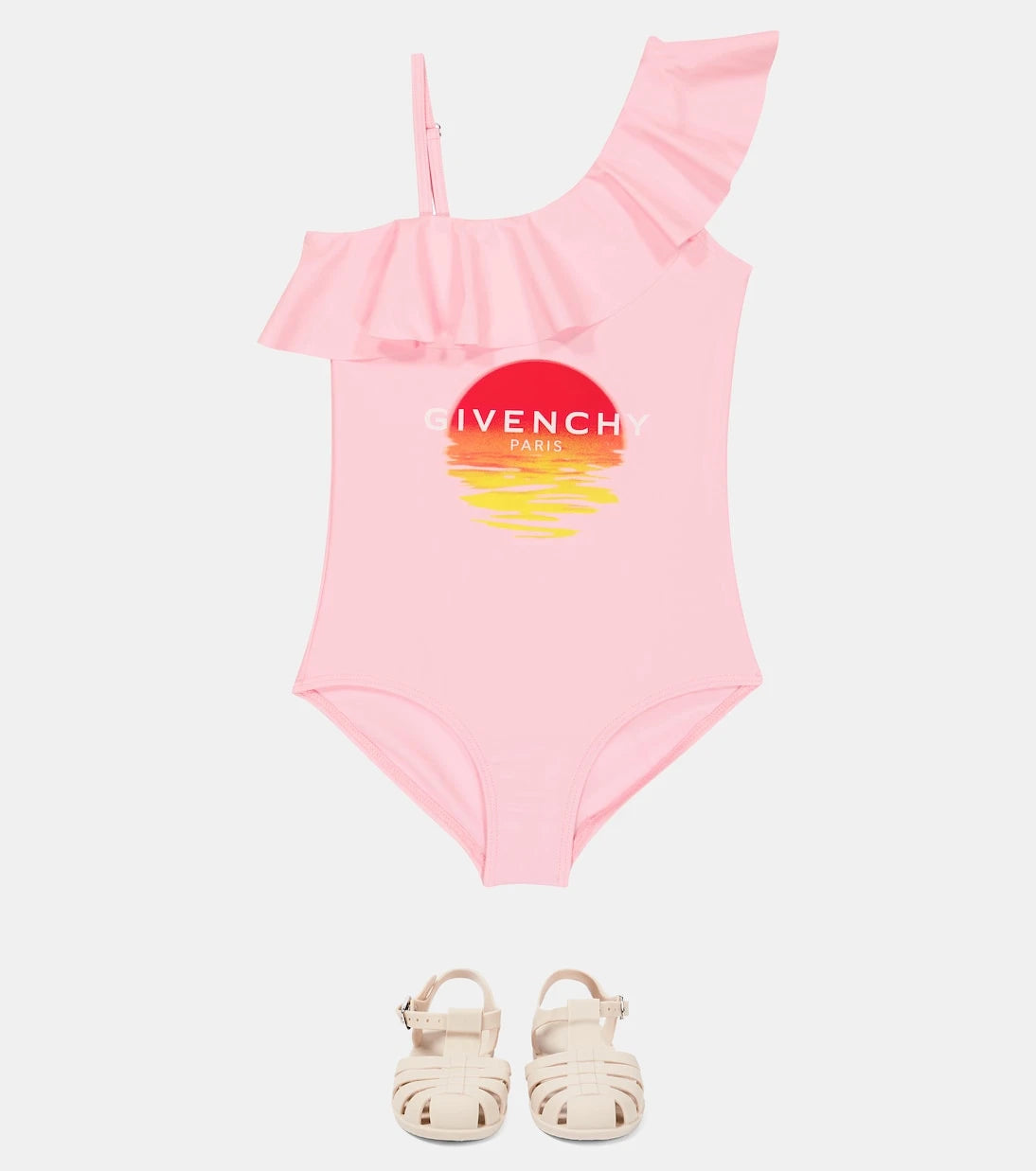Givenchy Kids - Asimetrik fırfırlı mayo