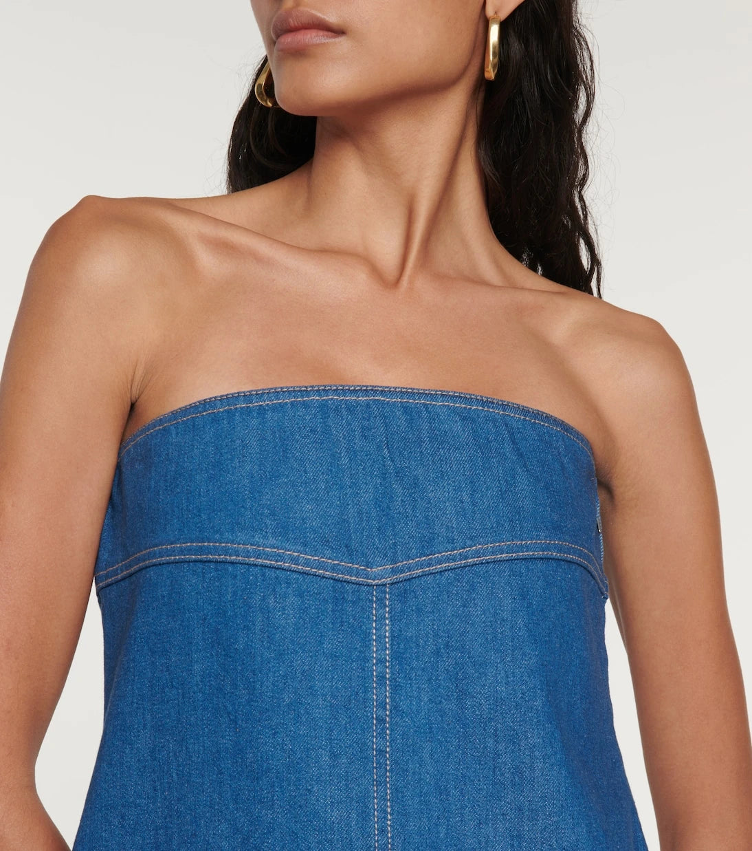 Ferragamo - Strapless denim midi dress