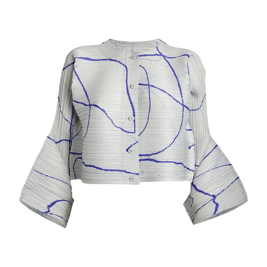 Pleats Please Issey Miyake Grey Printed Pause Jacket