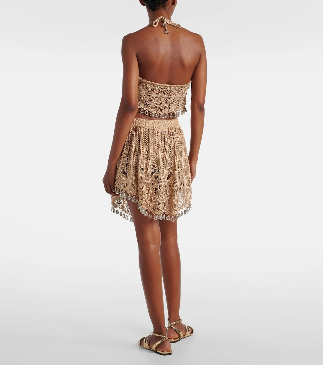 Rabanne - Crochet embellished lamé miniskirt